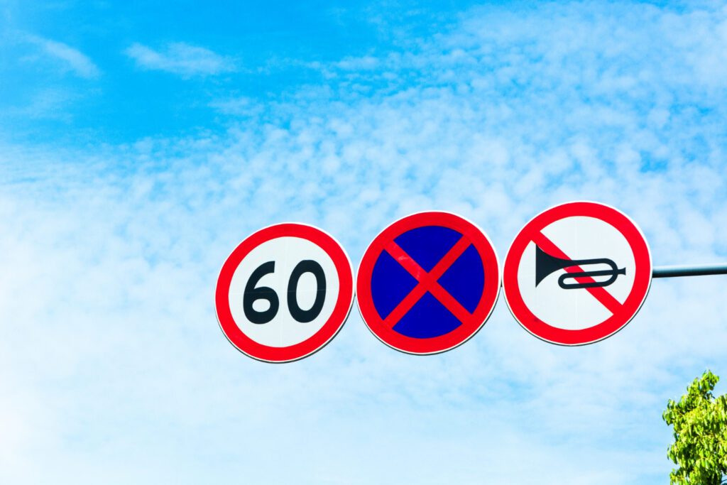 Speed limitation and other road signs